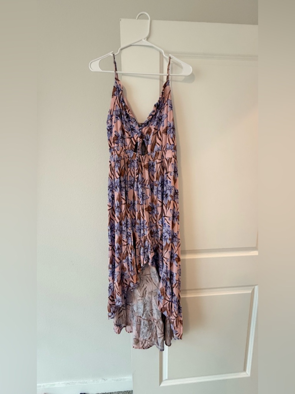 Justily Pink & Lilac Floral Maxi Dress with V-Neck